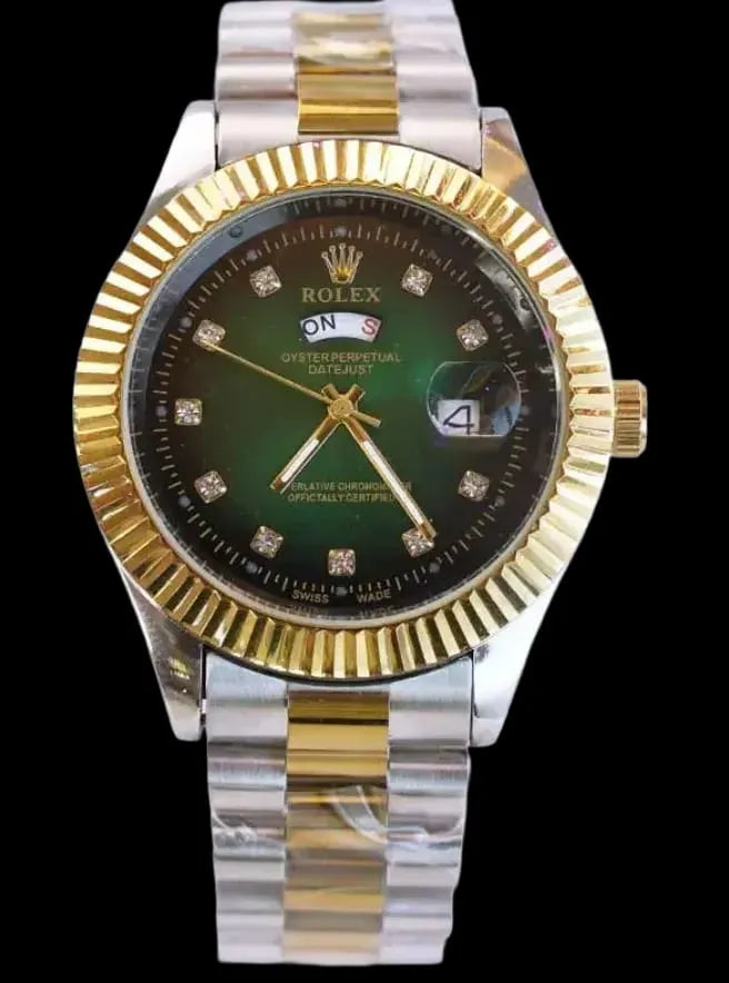 Unisex Green Dial Stainless Steel Watch⌚