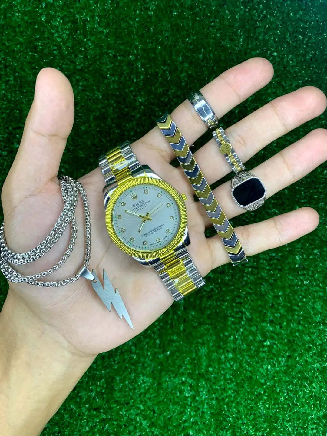 Women's Stainless Steel Chain Watch set