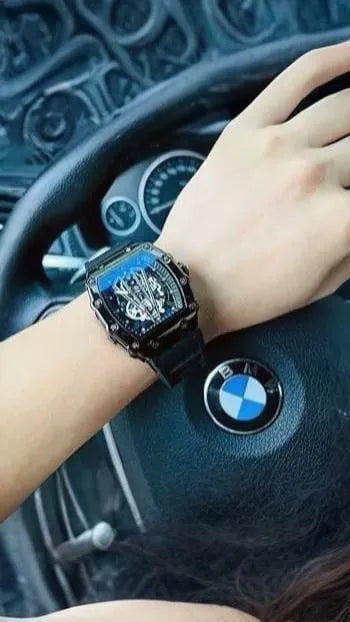 Richard Black Belt Skeleton Watch