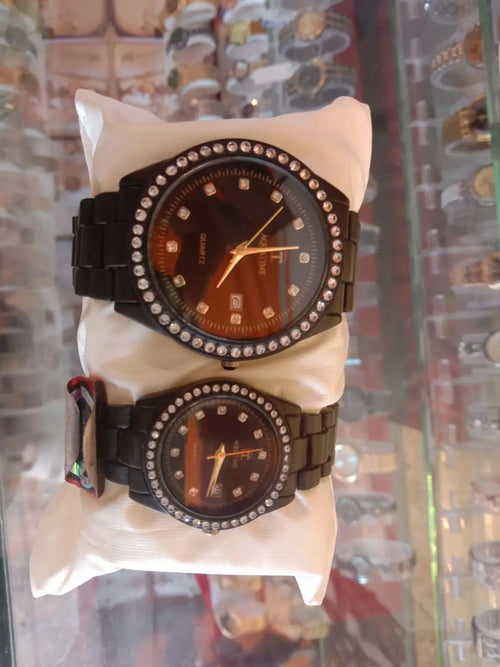 Couple Stainless steel Quartz Watch pack of 2