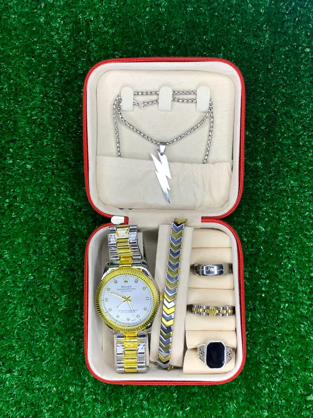 Women's Stainless Steel Chain Watch set