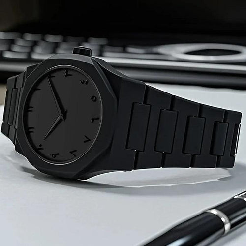 Black Stainless steel Quartz Watch