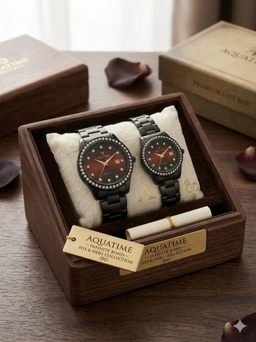 Couple Stainless steel Quartz Watch pack of 2