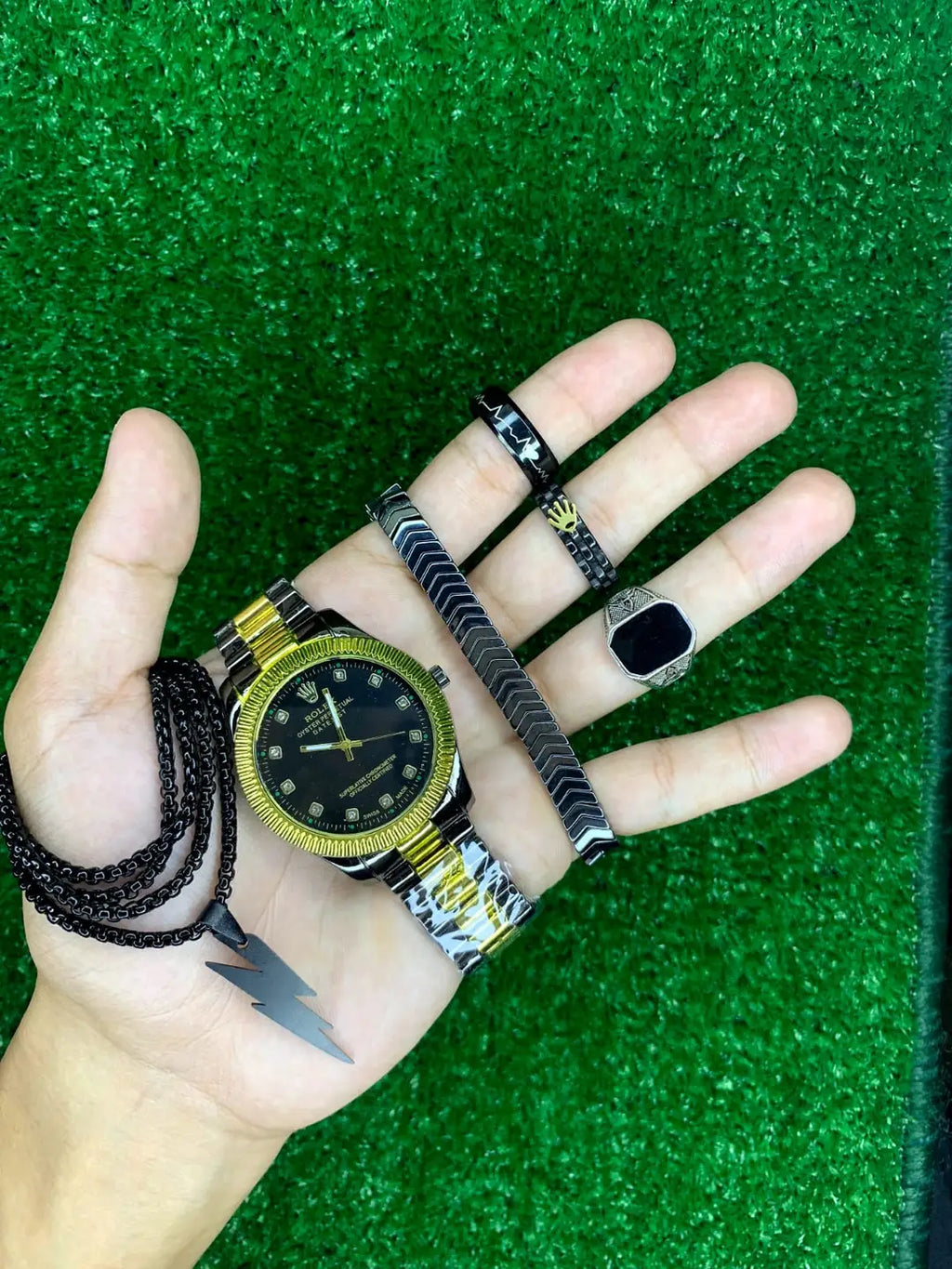 Women's Stainless Steel Chain Watch set