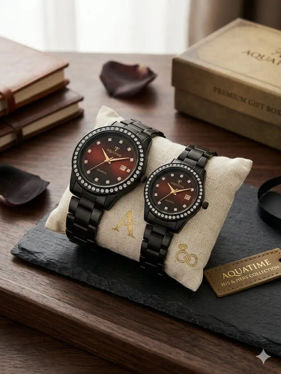 Couple Stainless steel Quartz Watch pack of 2