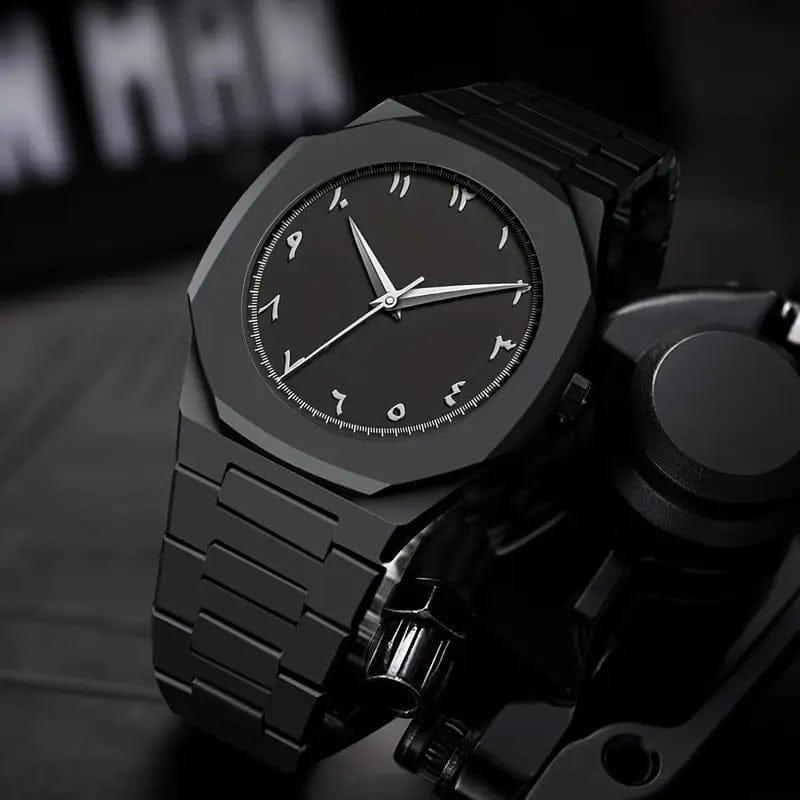 Black Stainless steel Quartz Watch